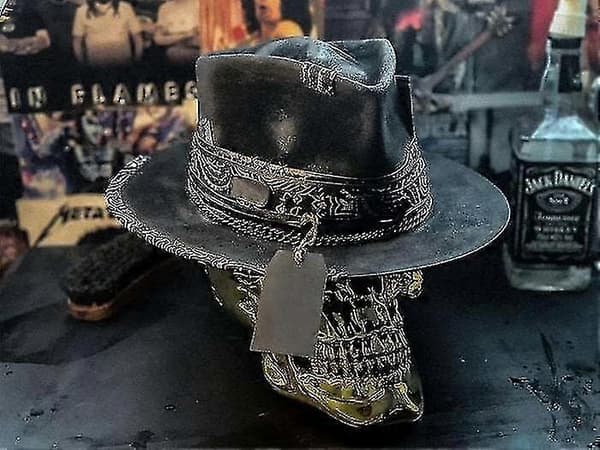 Western Skull Hat til Mænd Punk Stil Cowboy Mode Tilbehør