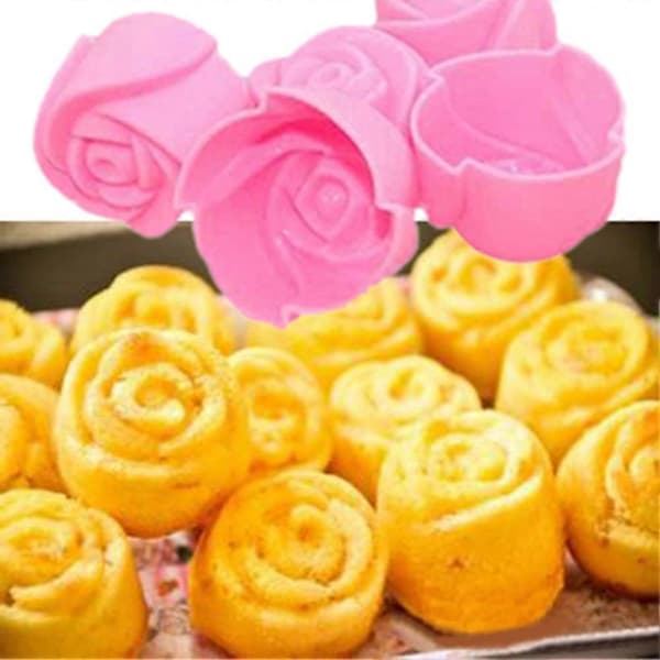 10 stk silikon rose muffins kake bakeform sjokoladeformer