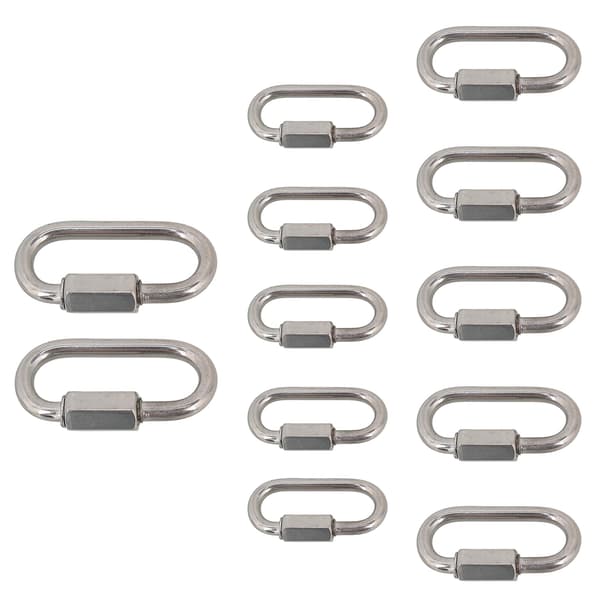 12 stk. 304 rustfrit stål Quick Links kædeclips til nøglering M3.5 M4 M6