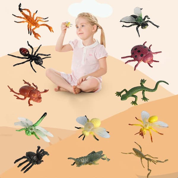 Autentiske dyrefigurer, sæt med 12 til samling og festligheder Insect 12 Pcs