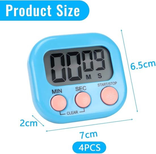 4-pak digital magnetisk timer - køkkentimer - Timer - digital køkkentimer - Bage- og træningstimer - Grøn/Blå/Hvid/Sort