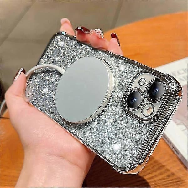 Kompatibel med iPhone 13-deksel Gradient Sparkle TPU-telefondeksel Kompatibel med MagSafe 26s Silver