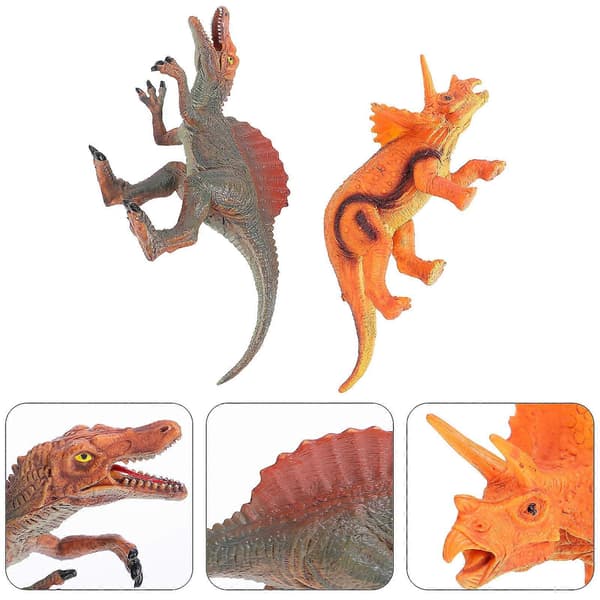 Gummi dinosaur dekoration til børn 2 stk. simuleringsdyr legetøjsmodeller