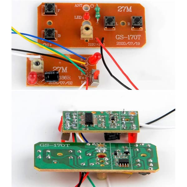 2 stk sender/mottakerkort fjernkontroll 27MHz krets PCB for RC-bil