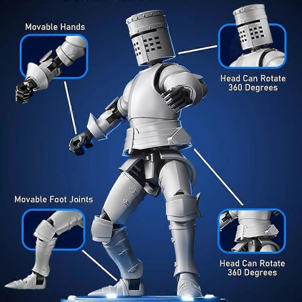 2024 Ny Dummy 13 Robot Actionfigur i Rustning, Magnetisk Middelalder Ridder Action Silver