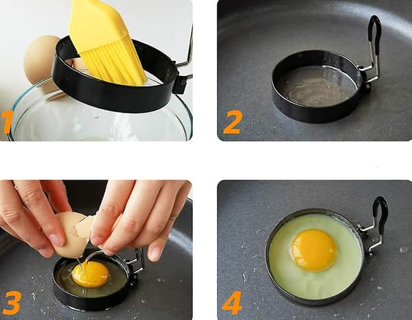 Eggkokeringssett i rustfritt stål - 4 stk Lh-1 for stekte egg og omeletter