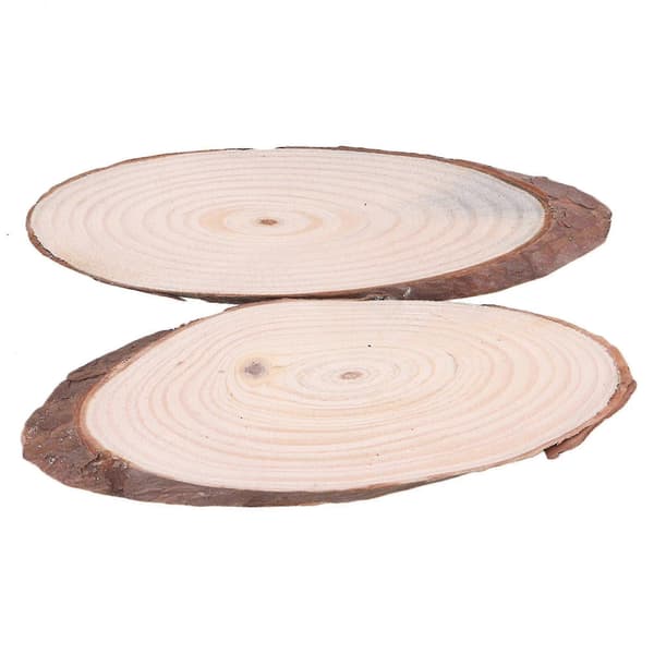 4 stk. håndlavede naturlige ubehandlede træskiver, ovale, 18-20 cm
