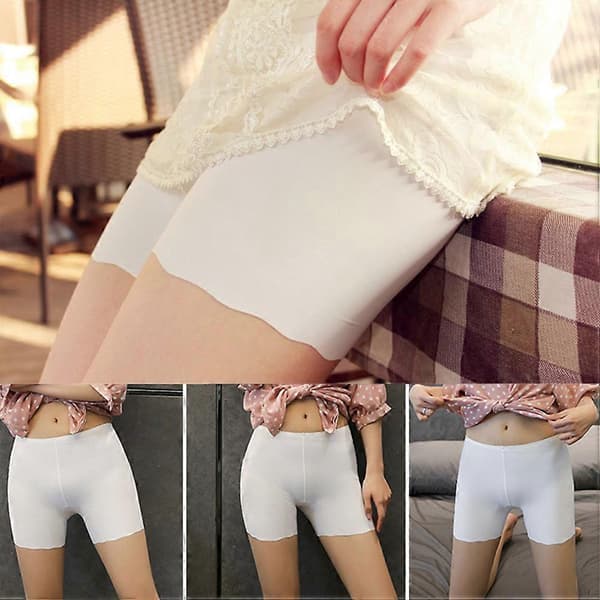 Korte leggings til kvinder Åndbare booty-undertøjsshorts Boyshort-trusse under nederdelsshorts til kjole hvid)