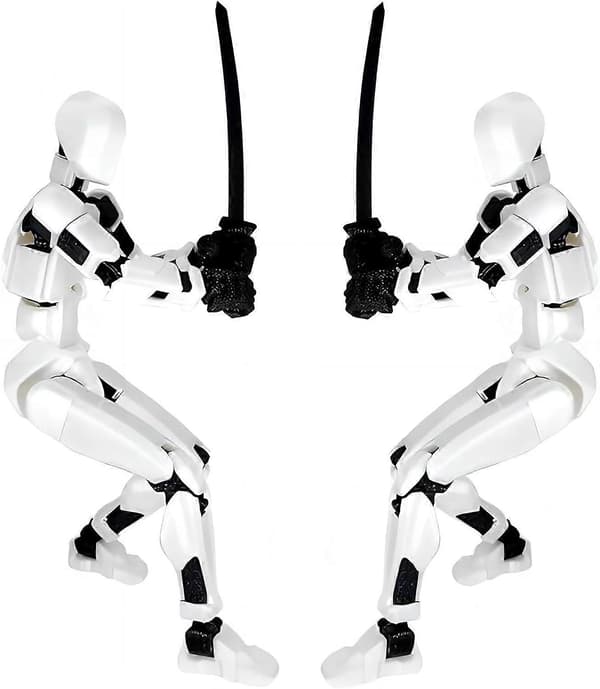 T13 Actionfigur, Robot Actionfigur, 3D-printet med full artikulasjon, Skrivebordsdekorasjon White