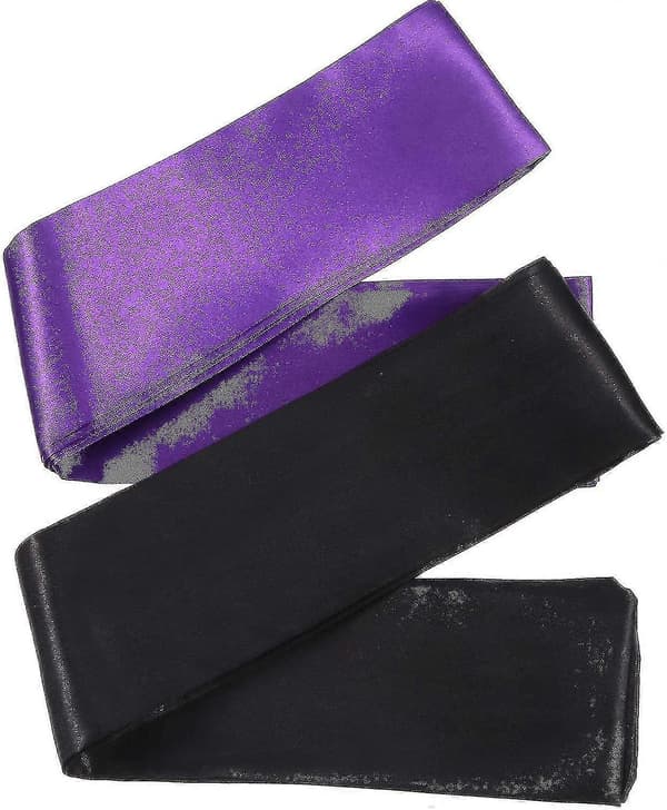 2-pack sovmask i satin, ögonbindel, 150 cm Black and Purple