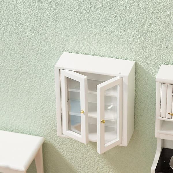 Miniature Møbellegetøj Dukkehus DIY Dekoration Tilbehør Mini 1:12 Badeværelse Vægskab Opbevaring