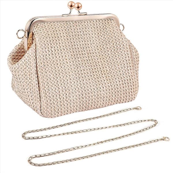 Små Crossbody Boho Väskor Dam Handväska Halm (Brun)