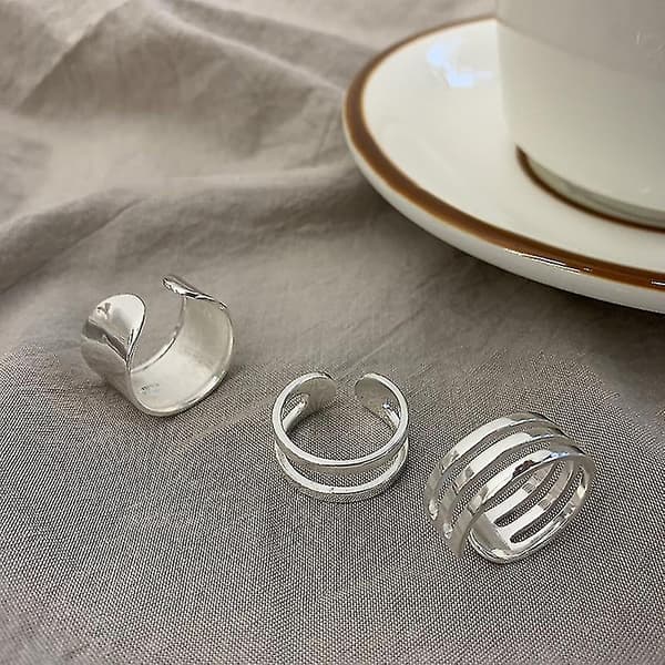 S925 Sterling Sølv Ringe Til Kvinder Koreansk Cirkelformet Ring Multilayer Bred Ring Smykker