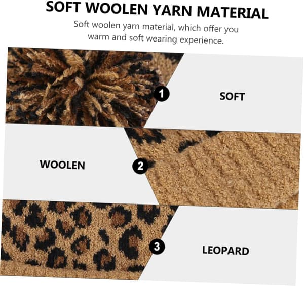1 st Leopardmönstrad mössa för stickad mössa Pom-mössa Fuskpäls mössa Pom-mössa Chunky Leopardmössa Varm mössa