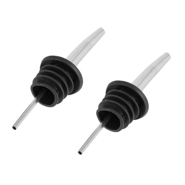 4 stk. brennevinsheller i rustfritt stål med gummipropp Silver   black