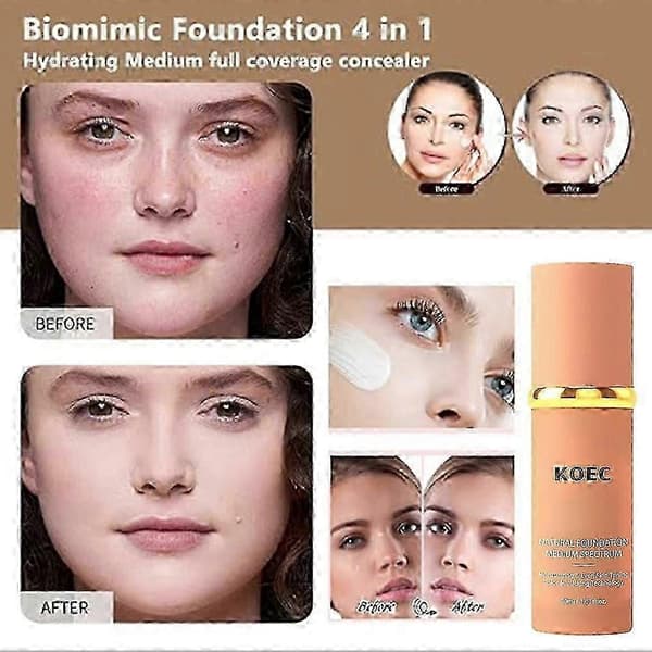 4-in-1 Biomimic Foundation Natural, Medium Spectrum Colour Changing Foundation Coverage Long-lasting 1st