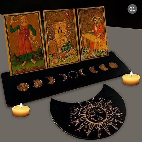 2/4 stk. træ tarotkortholder til hekse-spådomsværktøjer displayholder alter
