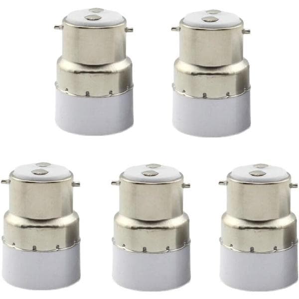 5-pak B22 til E14 lampebasekonverter, B22-fatning til standard E14-adapter, lampeholder