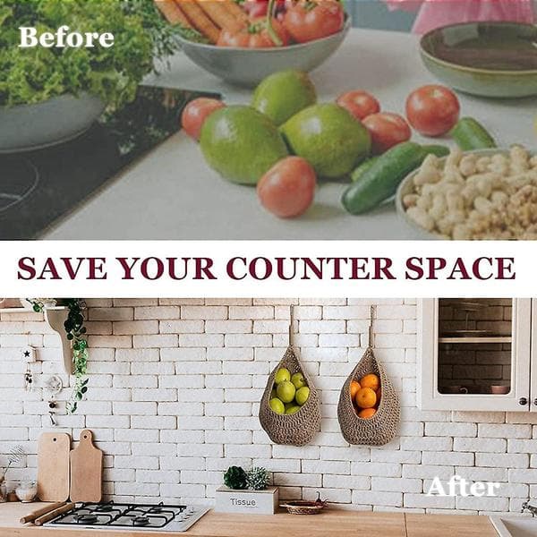 2026 latest explosion Hanging Jute Basket for Pantry, Potato Garlic Onion Baskets, Boho Wall Baskets 2pcs - Perfect