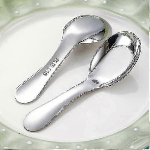 2 stk. barneskjeer i rustfritt stål til suppe og dessert for spising og ris