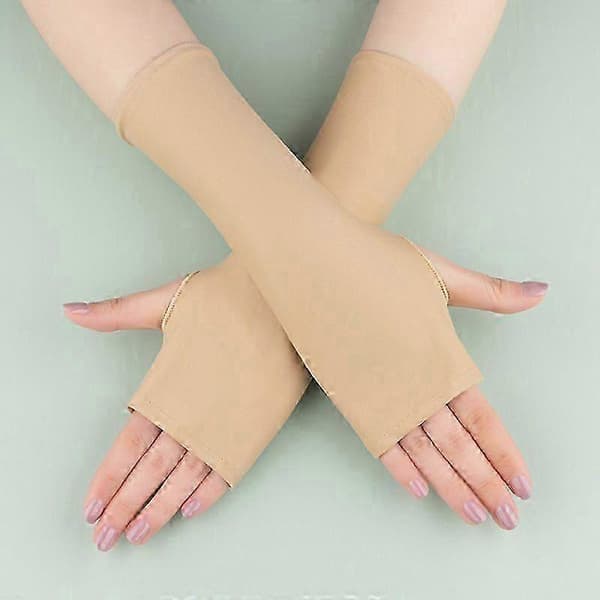 3 par UV-blokerende handsker - Fingerløse kørehandsker (Beige/Hvid/Sort)