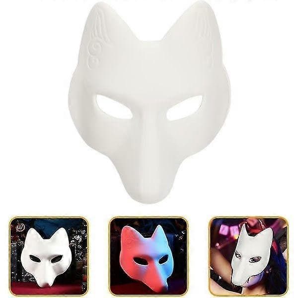 Vargmask Djurmasker 2 st Rävmask, Halloween Vit Rävmask AA
