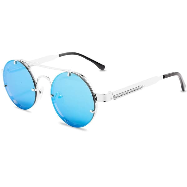 Klassiska gotiska Steampunk-solglasögon Unisex Silver blue