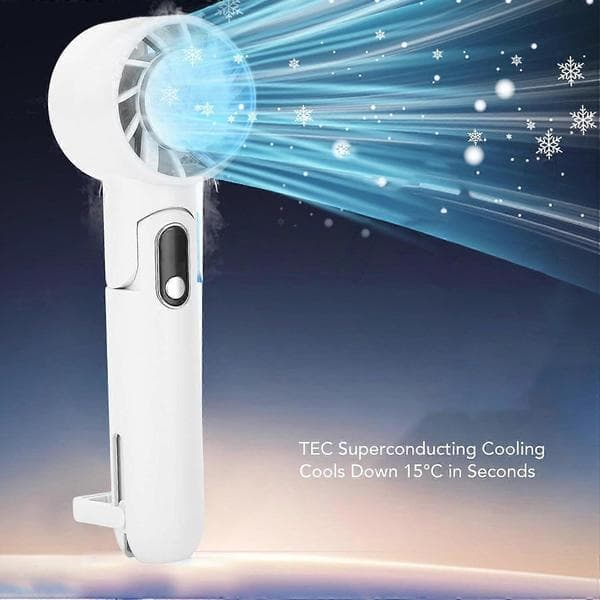 Bærbar håndholdt køleventilator 5 hastigheder LED-display TFC-køling foldbar mini ansigtsventilator White