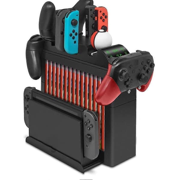 Spilopbevaringsstativ til N-Switch 2 Multifunktionelt opbevaringsstativsæt til N-S 2/N-S/N-S OLED Spildiskstativ Black