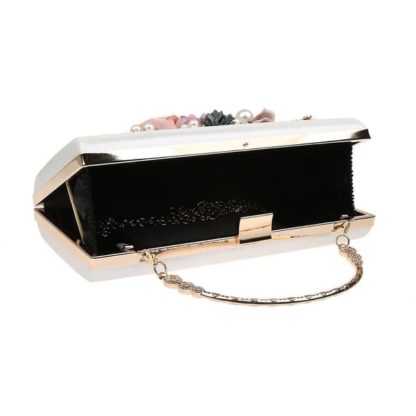 Kaxidy Dame Aftenveske Blomst Bryllup Aftenclutch Silver