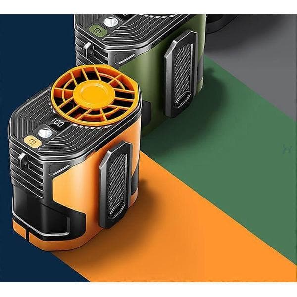 Digitaalinen näyttö vyötärötuuletin handsfree taskulampulla Orange