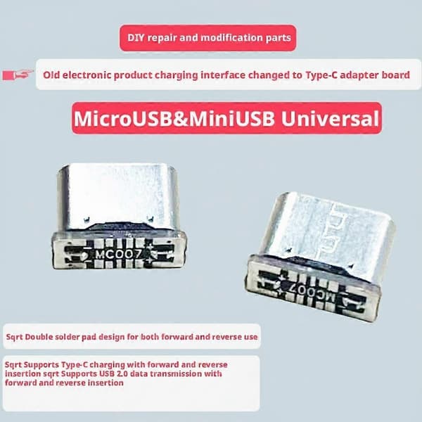 MC007 Typ C Honkontakt - Micro USB till Typ C DIY Adapterkort