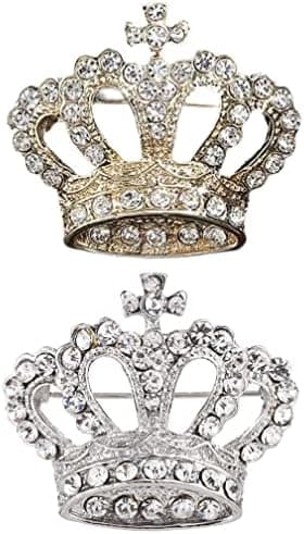 2 STK kronebroche til kvinder mænd mode guld sølv ædel og elegant rhinstensbroche