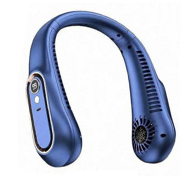 Bærbar Bladeless Halsventilator 5 Hastigheder Digitalt Display Hals Luftkøler Ventilator Blue One Size