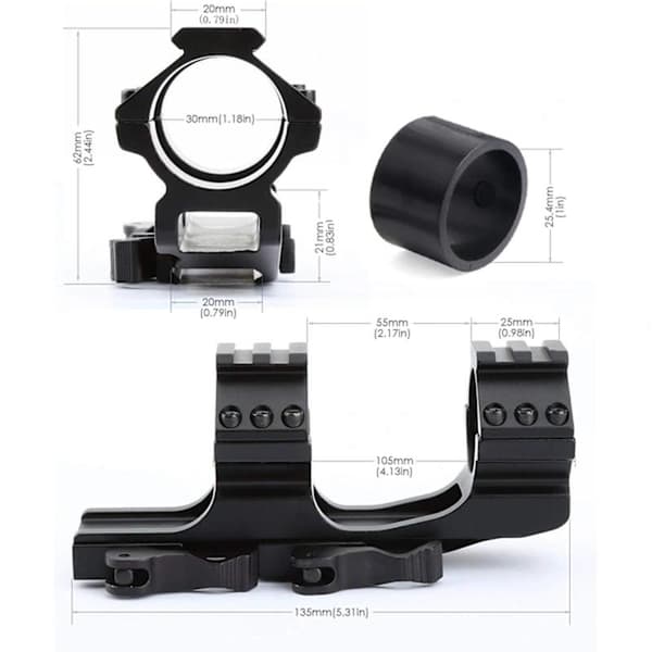 1\" High Profile Double Ring Scope Mount 25.4mm/30mm Scope Mount Quick Release 20mm Picatinny Weaver Rail