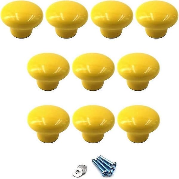 Yellow Ceramic Drawer Pulls and Knobs Furniture Handles 10-pack (comes with screws)