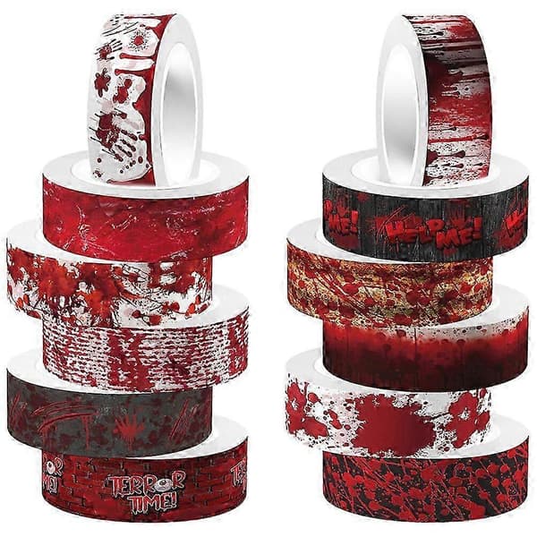 2025 12 rullar Halloween Washi-tejp Blodiga trycktejper Halloween DIY-tejper Scrapbooking-tejper