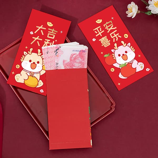 6st Mini Bröllop Hongbao Bronzing Röda Kuvert för Nyår De