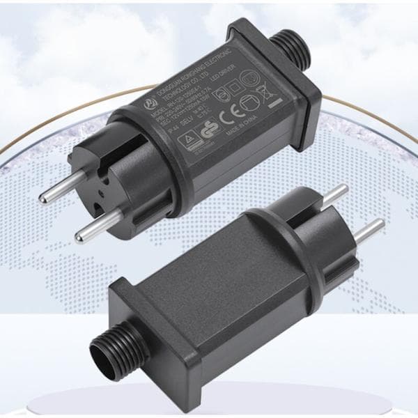 12V LED-strømforsyning, LED-transformator IP44 lavspent LED-adapterdriver for julelys, lyslenker (1 pakke)