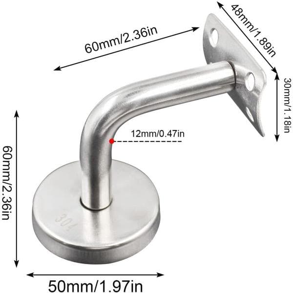 304 Rostfritt Stål Ledstångsstöd för Trappräcke, Väggstöd, Träräcke, Silver (4-pack)