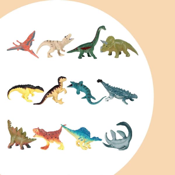 Autentiske dyrefigurer, sæt med 12 til samling og festligheder Dinosaur