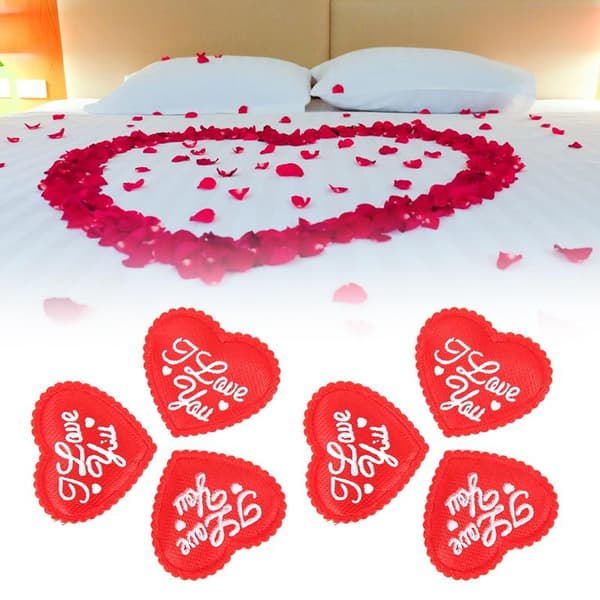 100 stk/pose polyester svamp hjerteformet dekor Valentinsdag bryllupsfest dekorasjon pynt Rød 0.1