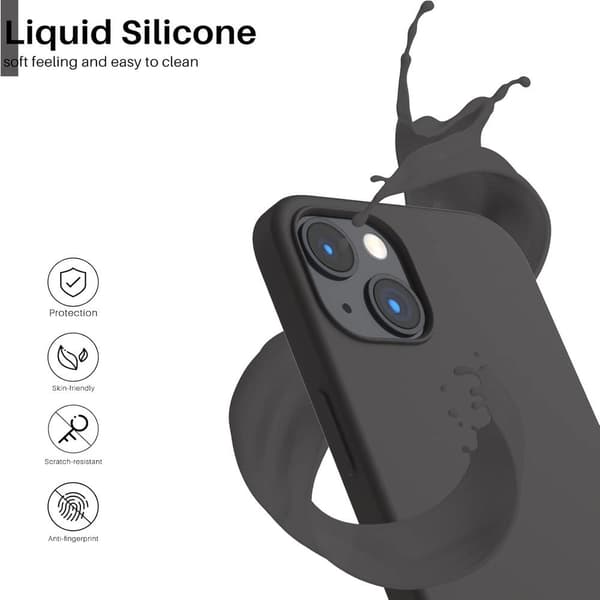 iPhone 13 Case, Liquid Silicone Case for 6.1 inch iPhone 13, Ultra-thin Case, Full Coverage Shockproof Protective Soft Case Space Gray
