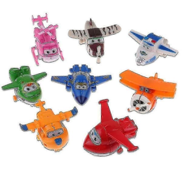 8 stk. sæt Tv Animation Super Wings Transformerende Fly Mini Karakterer Børnelegetøj [jkw]