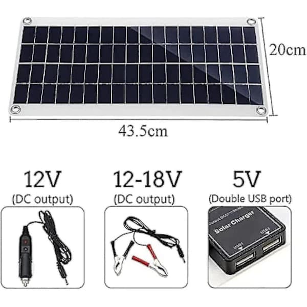 300W 12V Solpanel Kit Batterioplader 300 Watt 12 Volt Off Grid System Med 10A-60A Controller-11