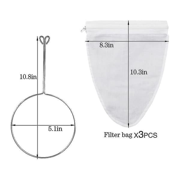 Ultrafine Mesh Strainer Bag with Zipper, Fine Mesh Strainers with Reinforced Frame and Sturdy Handle
