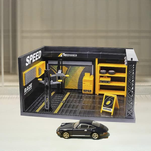 1/24 Skala Bilmodell Diorama Parkering, Bilgarage Leksakspresent DIY Enkel Montering Without Board