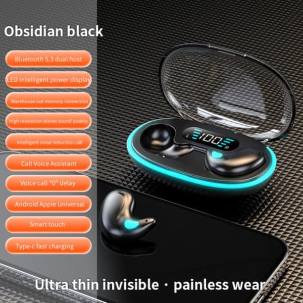 X55 Invisible Wireless Sleeping Headphones, Mini Bluetooth 5.3 Earbuds with Microphone Noise Cancellation Stereo