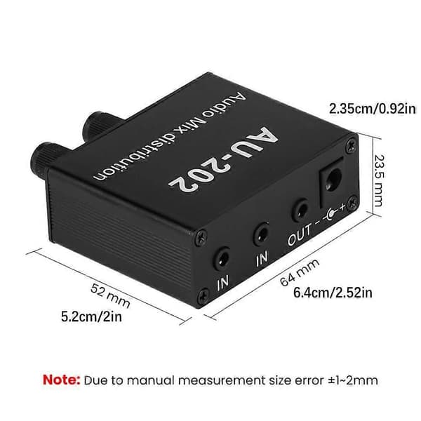 DC 3,5 mm mixerdistributör stereoljudmixerdistributör för hörlurar effektförstärkare volymkontroll