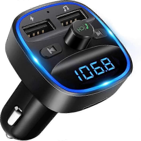 Lencent Bluetooth FM-sändare Biladapter Bluetooth-sändare för bilradio, handsfree-kit, 2 USB-portar, stöder SD-kort USB-minnen 26s